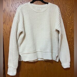 AEROPOSTALE white/ cream chunky knit sweater/ Blue striped SHEIN Sweater